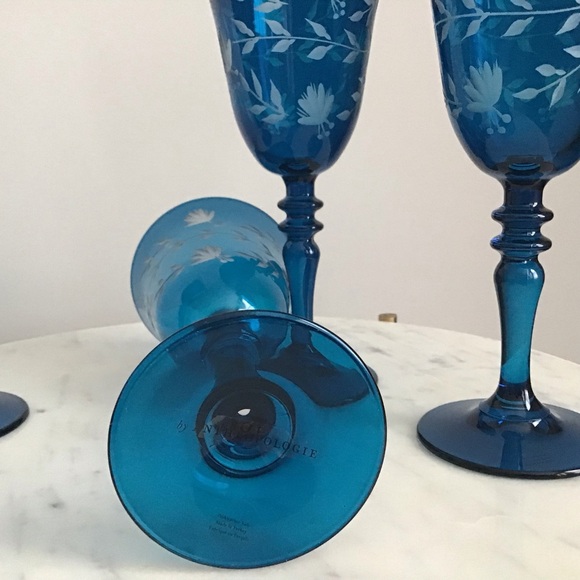 Anthropologie Wine Glasses Set of Four Handcrafted NIB - Picture 9 of 11